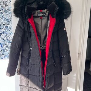 Karl Lagerfeld Black and Red Puffer Jacket